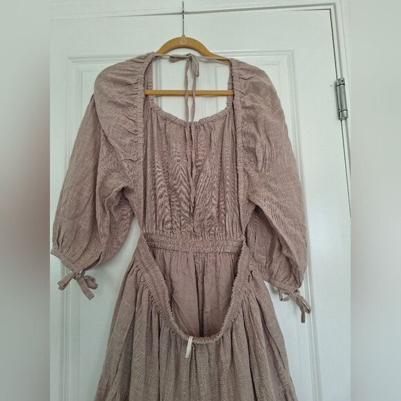 Free People Elegant Beige Maxi Dress Suze L/G - Picture 3 of 8